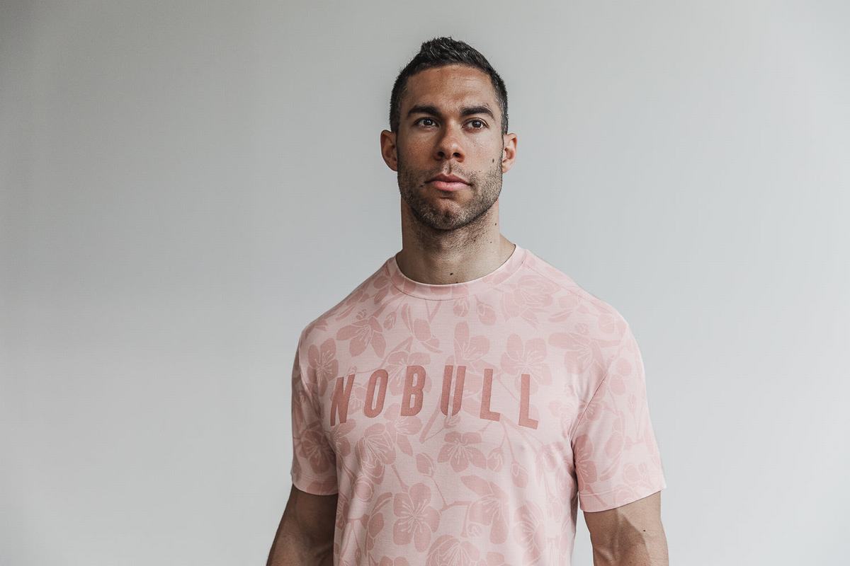 Nobull Men's T Shirts Rose Pink | Australia (BS7026)